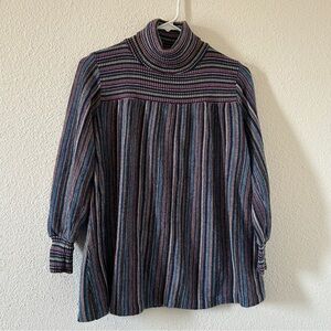 VTG Great Times Knit Turtleneck Sweater Fits M/L Striped Retro Modest Teahcer